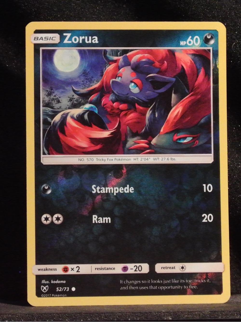 Zorua Reverse Holo Pokémon Collectible Card - Rare